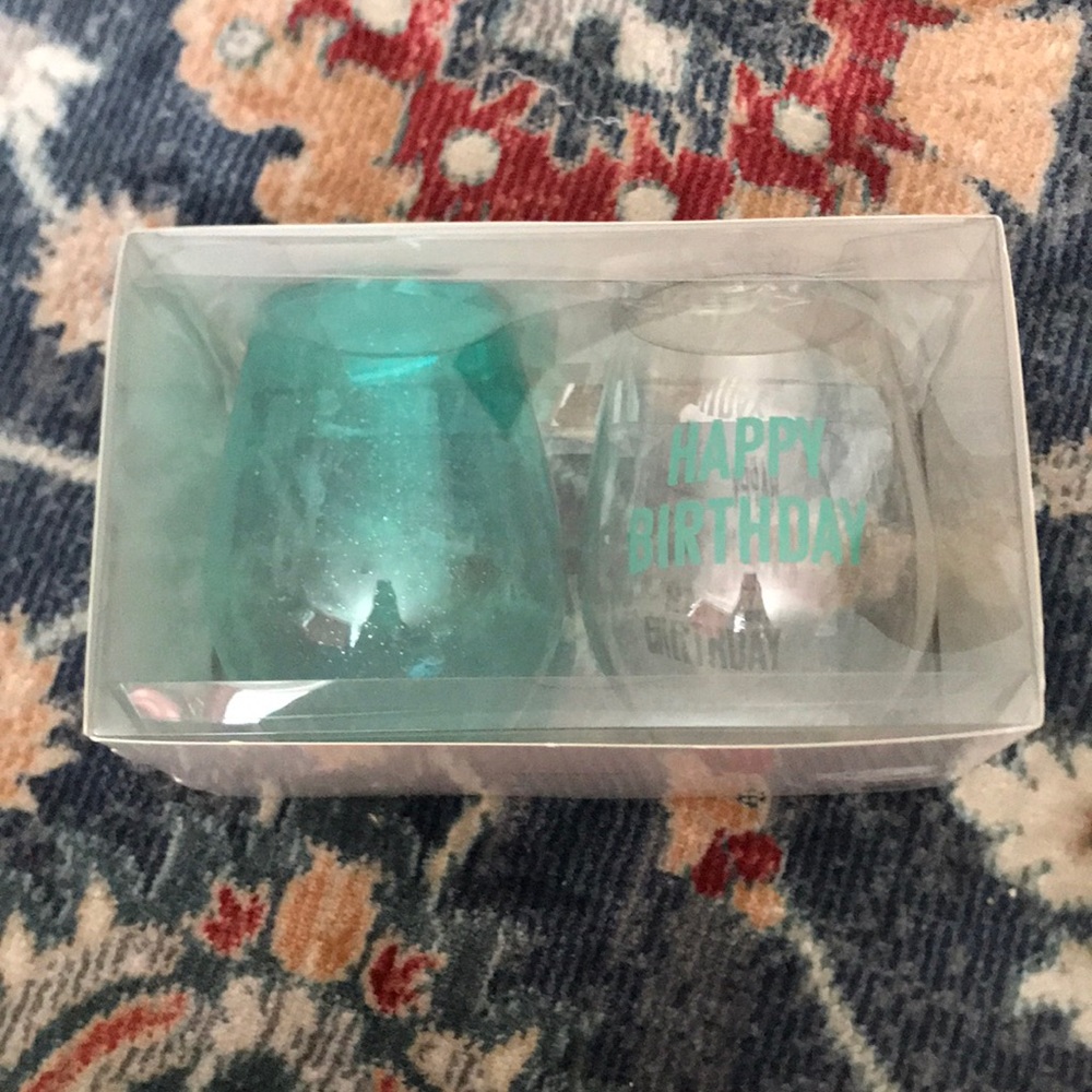 Teal Jumbo Plastic Stemless Wine Glasses